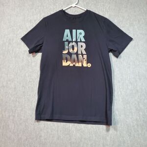Air Jordan Shirt Mens Medium Black Standard Fit Graphic Crew Neck Pullover Tee